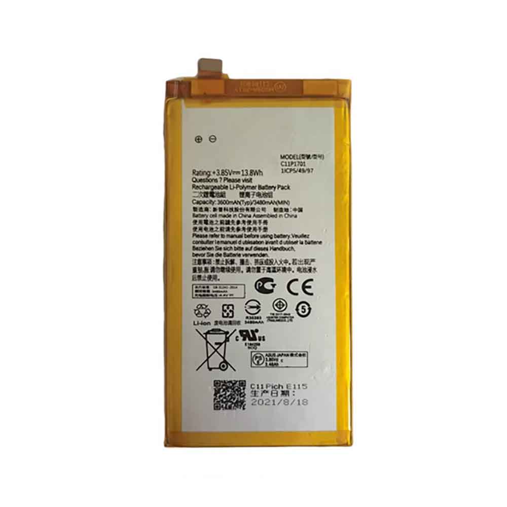 3.85V 3600mAh C11P1701 Smartphone Battery for Asus Zenfone 4 Pro ZS551KL Z01GD