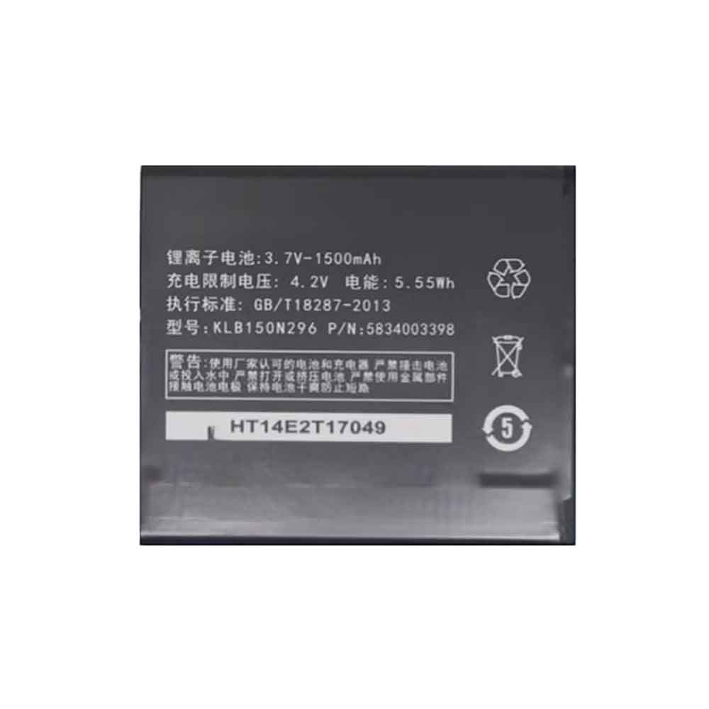3.7V 1500mAh KLB150N296 Smartphone Battery for Konka V931