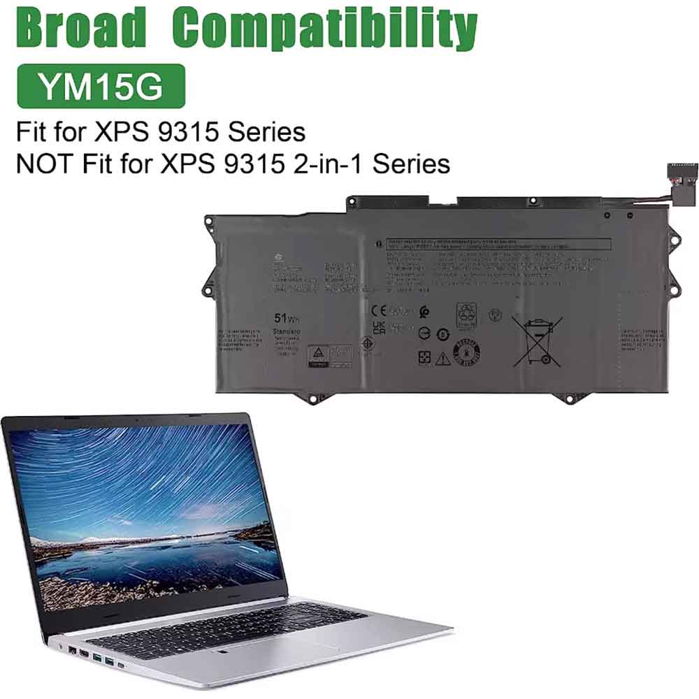 11.55V 4191mAh YM15G Laptop Battery for Dell XPS 9315